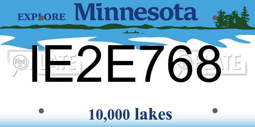 IE2E768 Minnesota License Plate