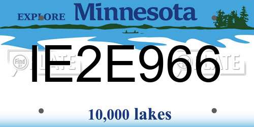 IE2E966 Minnesota License Plate