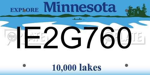 IE2G760 Minnesota License Plate