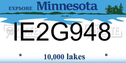 IE2G948 Minnesota License Plate