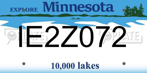 IE2Z072 Minnesota License Plate