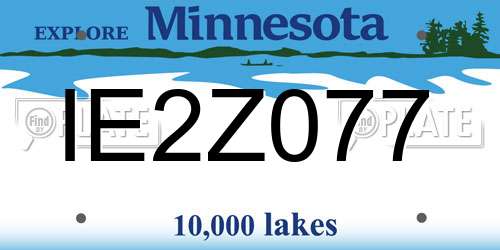 IE2Z077 Minnesota License Plate