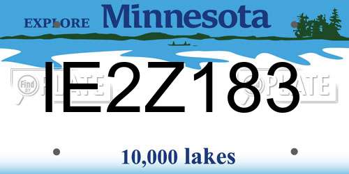 IE2Z183 Minnesota License Plate