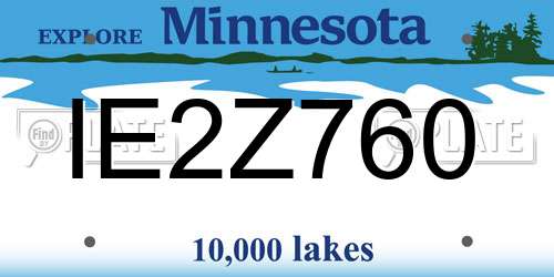 IE2Z760 Minnesota License Plate