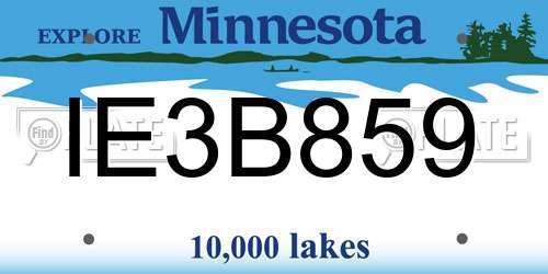 IE3B859 Minnesota License Plate