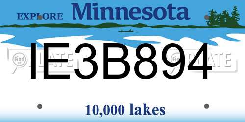 IE3B894 Minnesota License Plate