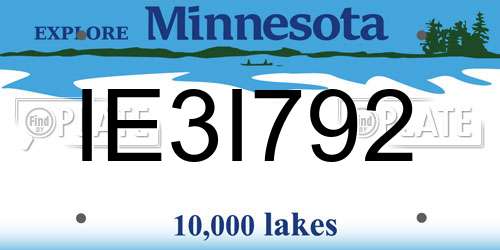 IE3I792 Minnesota License Plate