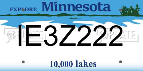 IE3Z222 Minnesota License Plate