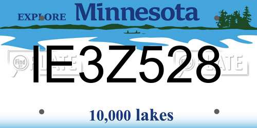 IE3Z528 Minnesota License Plate