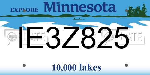 IE3Z825 Minnesota License Plate