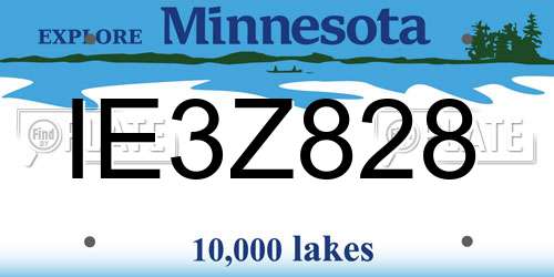 IE3Z828 Minnesota License Plate