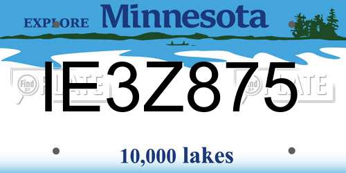 IE3Z875 Minnesota License Plate