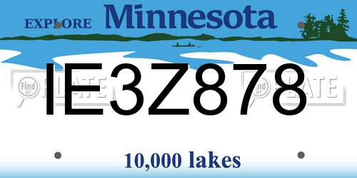IE3Z878 Minnesota License Plate