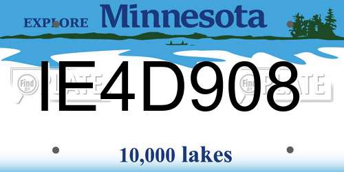 IE4D908 Minnesota License Plate