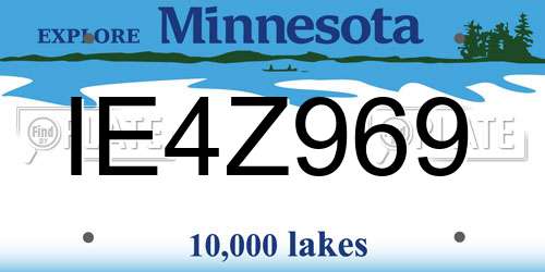 IE4Z969 Minnesota License Plate