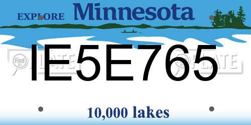 IE5E765 Minnesota License Plate