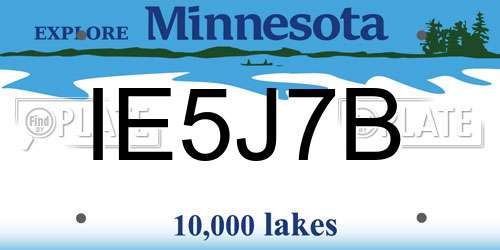IE5J7B Minnesota License Plate