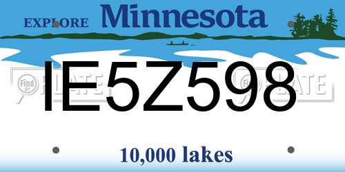 IE5Z598 Minnesota License Plate