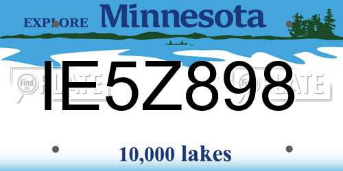 IE5Z898 Minnesota License Plate