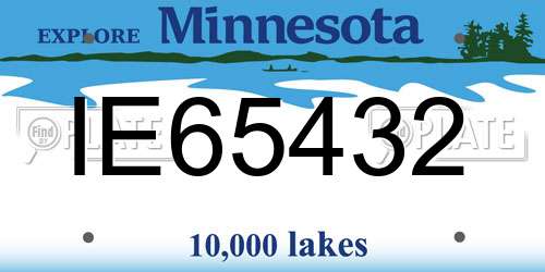 IE65432 Minnesota License Plate