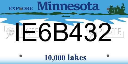 IE6B432 Minnesota License Plate