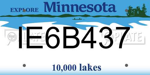 IE6B437 Minnesota License Plate