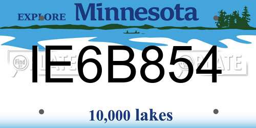 IE6B854 Minnesota License Plate