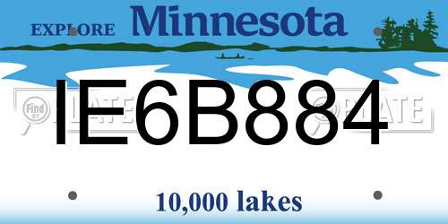 IE6B884 Minnesota License Plate