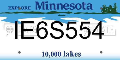 IE6S554 Minnesota License Plate