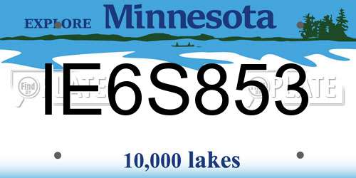 IE6S853 Minnesota License Plate