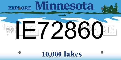 IE72860 Minnesota License Plate