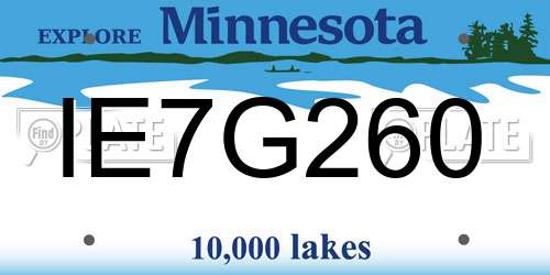 IE7G260 Minnesota License Plate