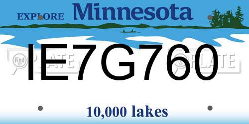 IE7G760 Minnesota License Plate