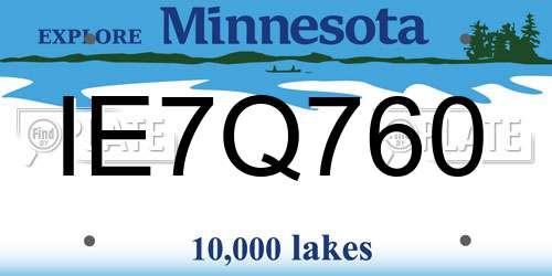 IE7Q760 Minnesota License Plate