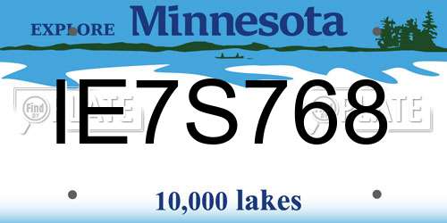 IE7S768 Minnesota License Plate