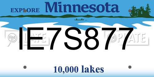 IE7S877 Minnesota License Plate