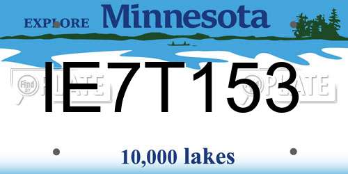 IE7T153 Minnesota License Plate