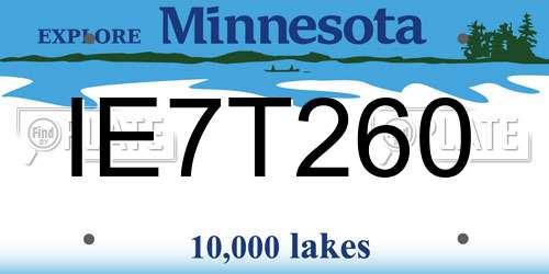 IE7T260 Minnesota License Plate