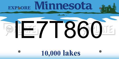 IE7T860 Minnesota License Plate