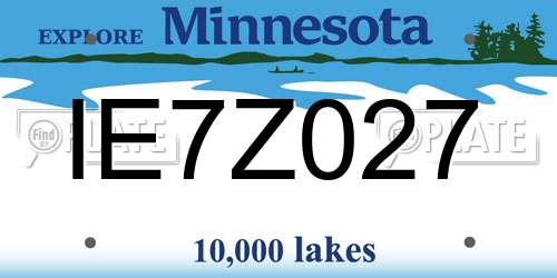 IE7Z027 Minnesota License Plate
