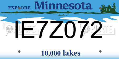 IE7Z072 Minnesota License Plate