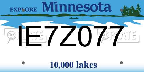 IE7Z077 Minnesota License Plate