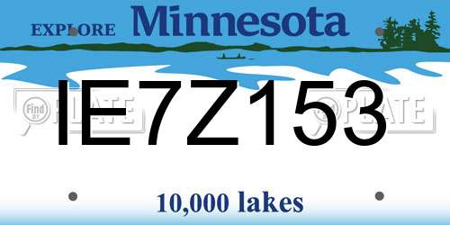 IE7Z153 Minnesota License Plate