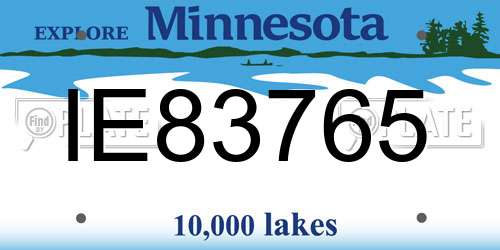 IE83765 Minnesota License Plate