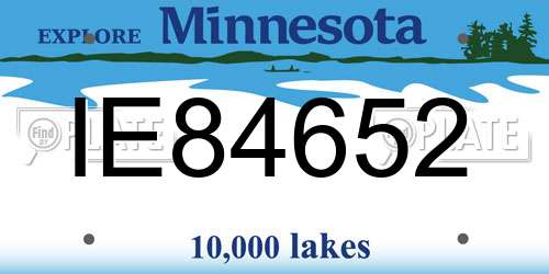 IE84652 Minnesota License Plate