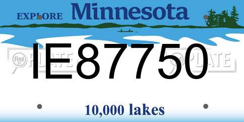 IE87750 Minnesota License Plate