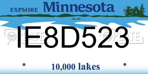 IE8D523 Minnesota License Plate