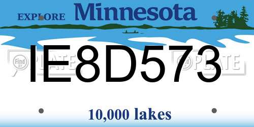 IE8D573 Minnesota License Plate