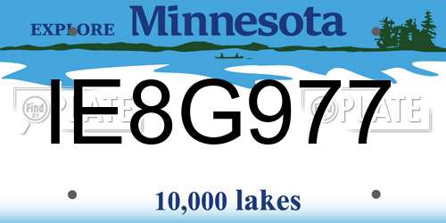 IE8G977 Minnesota License Plate