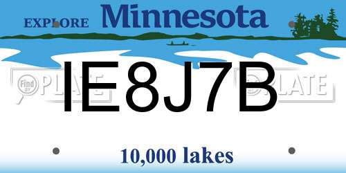IE8J7B Minnesota License Plate